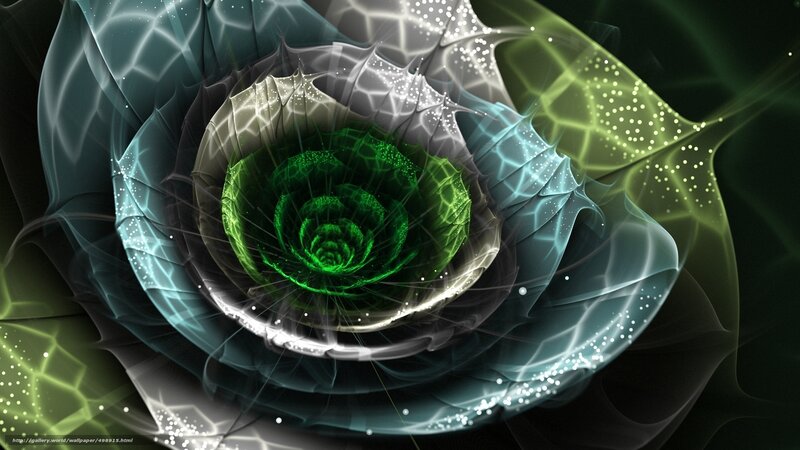 Green and Blue Fractal Spiral — Mystical