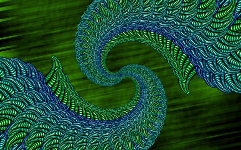green and blue fractal spiral