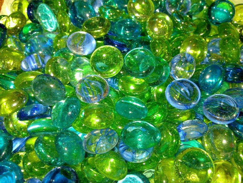 Green and Blue Glass Beads
