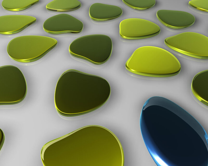 Green and Blue Glossy Shapes — Calm