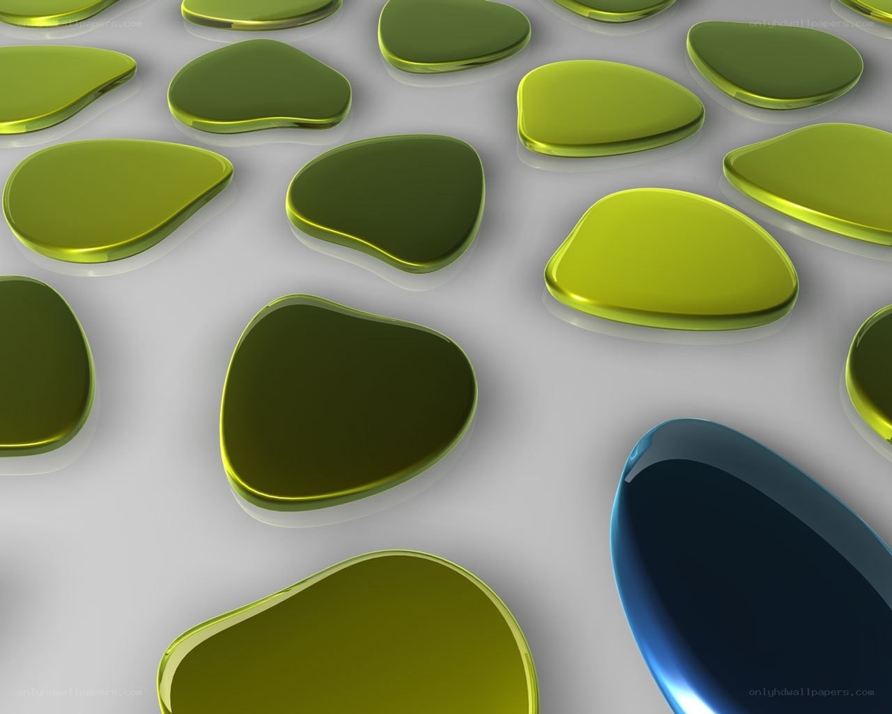 green and blue glossy shapes