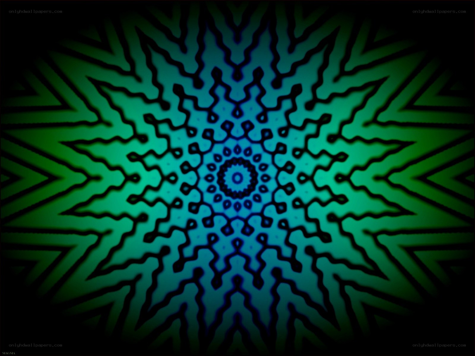 green and blue mandala pattern