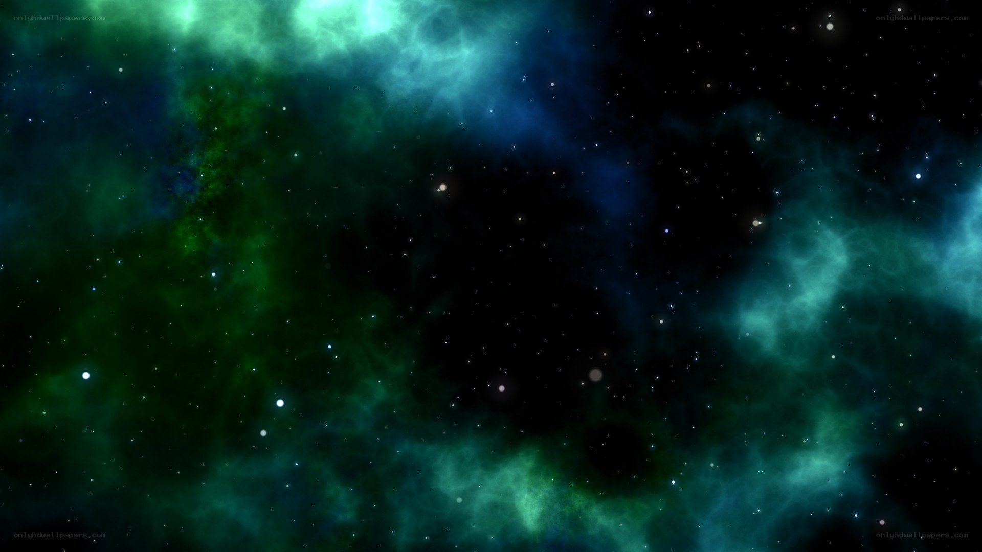 green and blue nebula in space