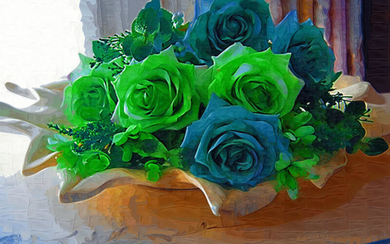Green and Blue Roses