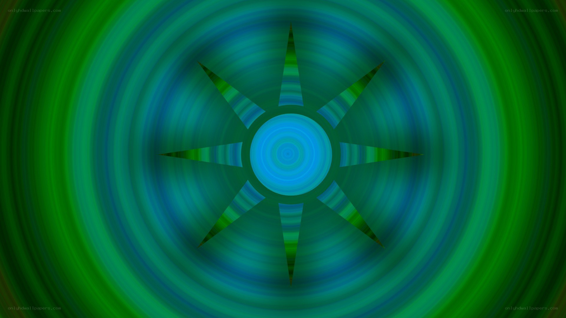 green and blue spiral star