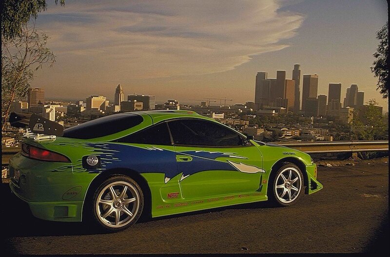green and blue sports car