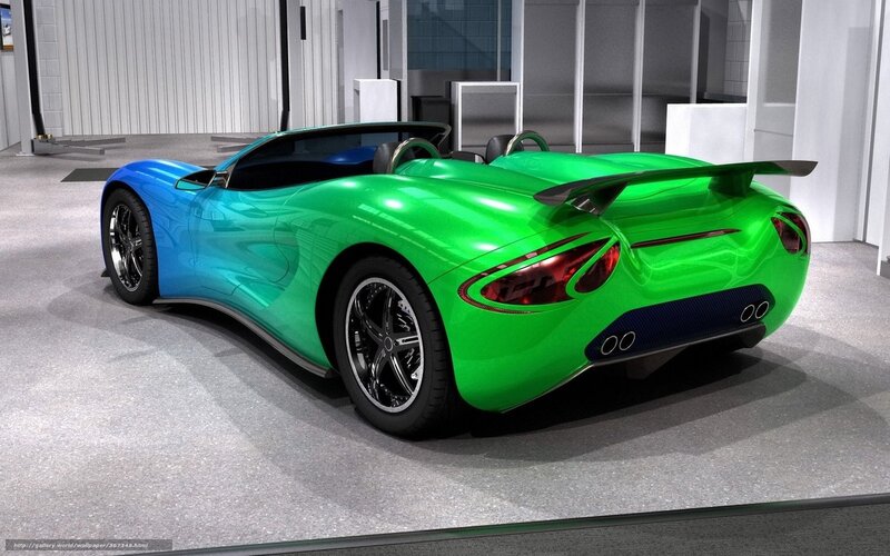 Green and Blue Sports Car — Modern
