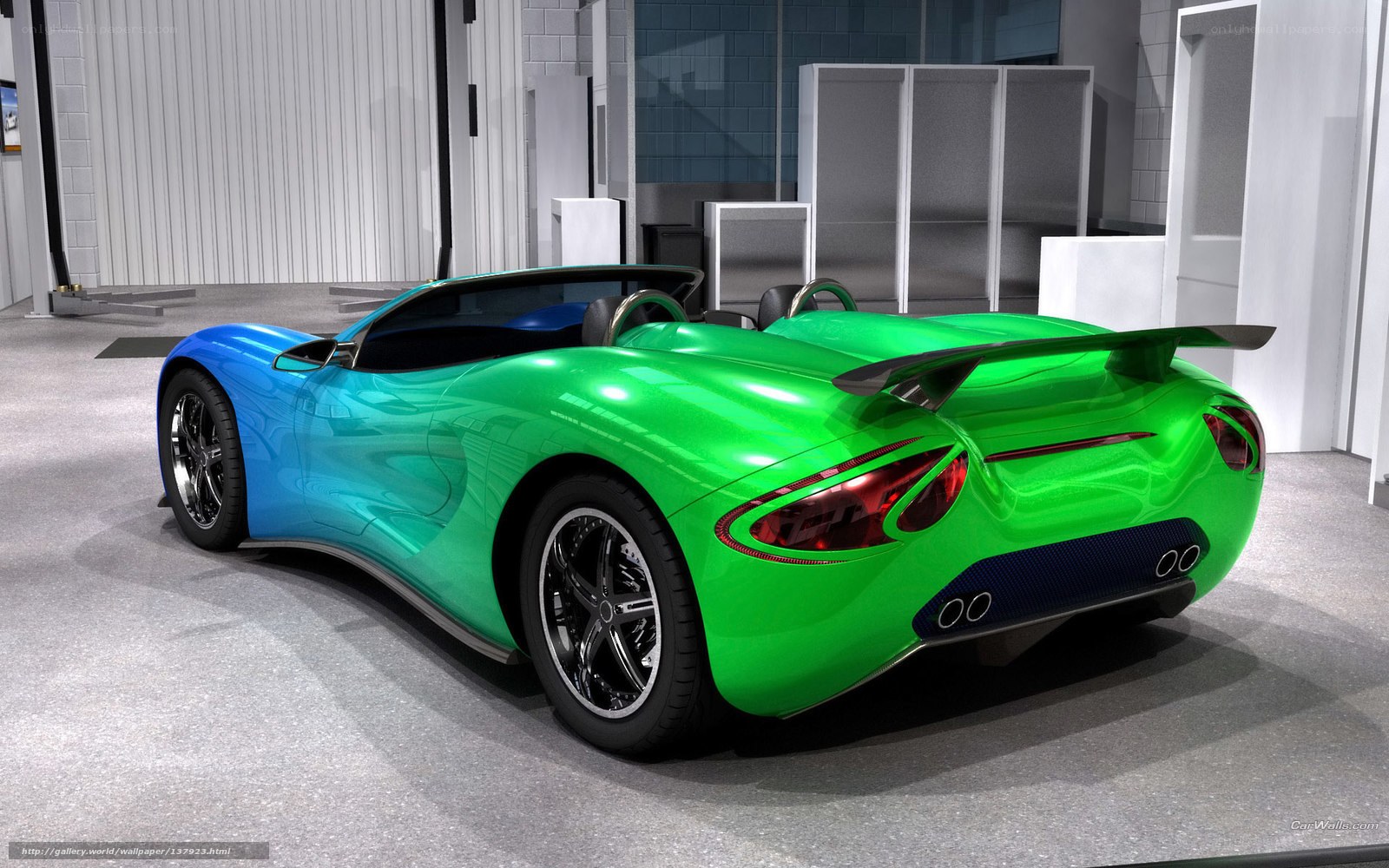 green and blue sports car
