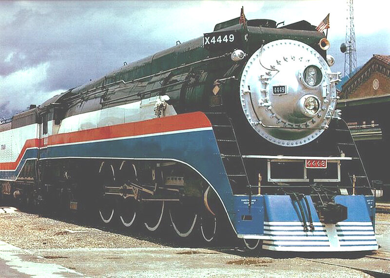 Green and blue steam locomotive