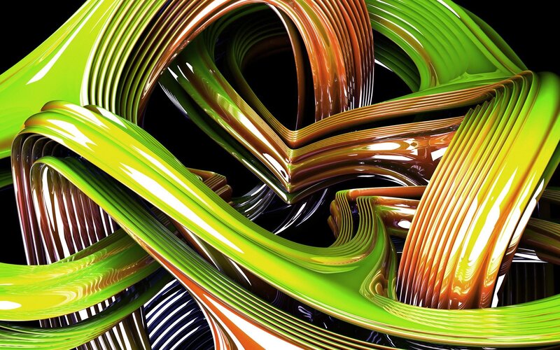 Green and Brown Ribbons — Dynamic, Abstract