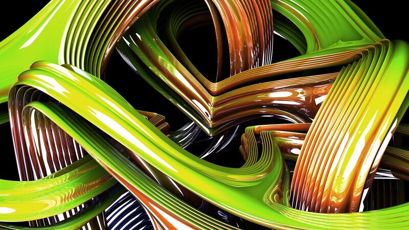 Green and Brown Ribbons — Dynamic, Digital Art, Curves