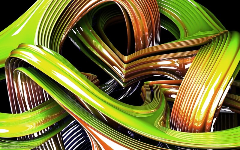 Green and Brown Ribbons — Dynamic, Digital Art