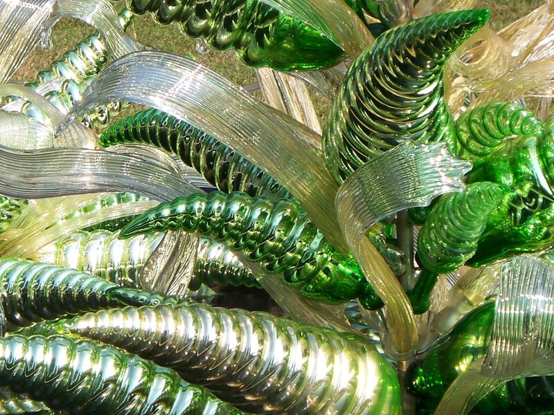 Green and Clear Glass Sculpture