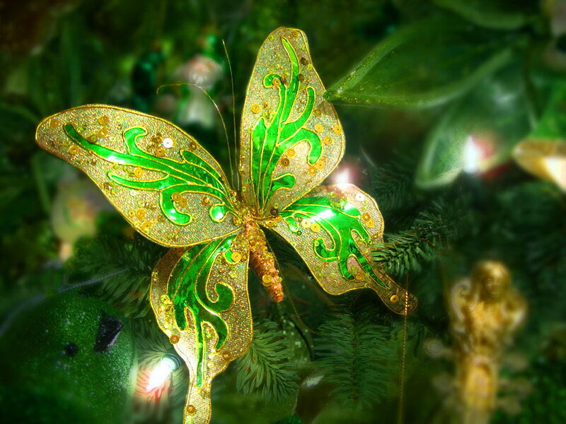 Green and Gold Butterfly Ornament