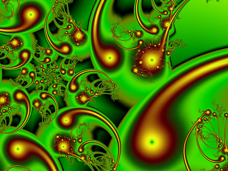 Green and Gold Fractal Patterns — Hypnotic