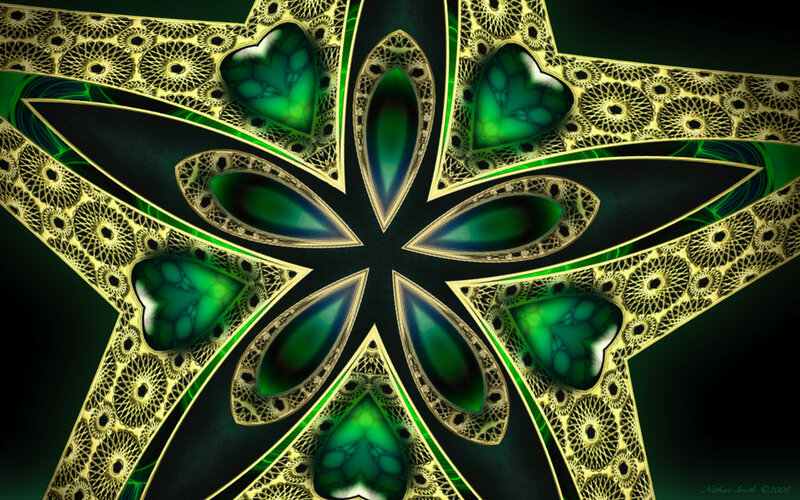 Green and Gold Fractal Star