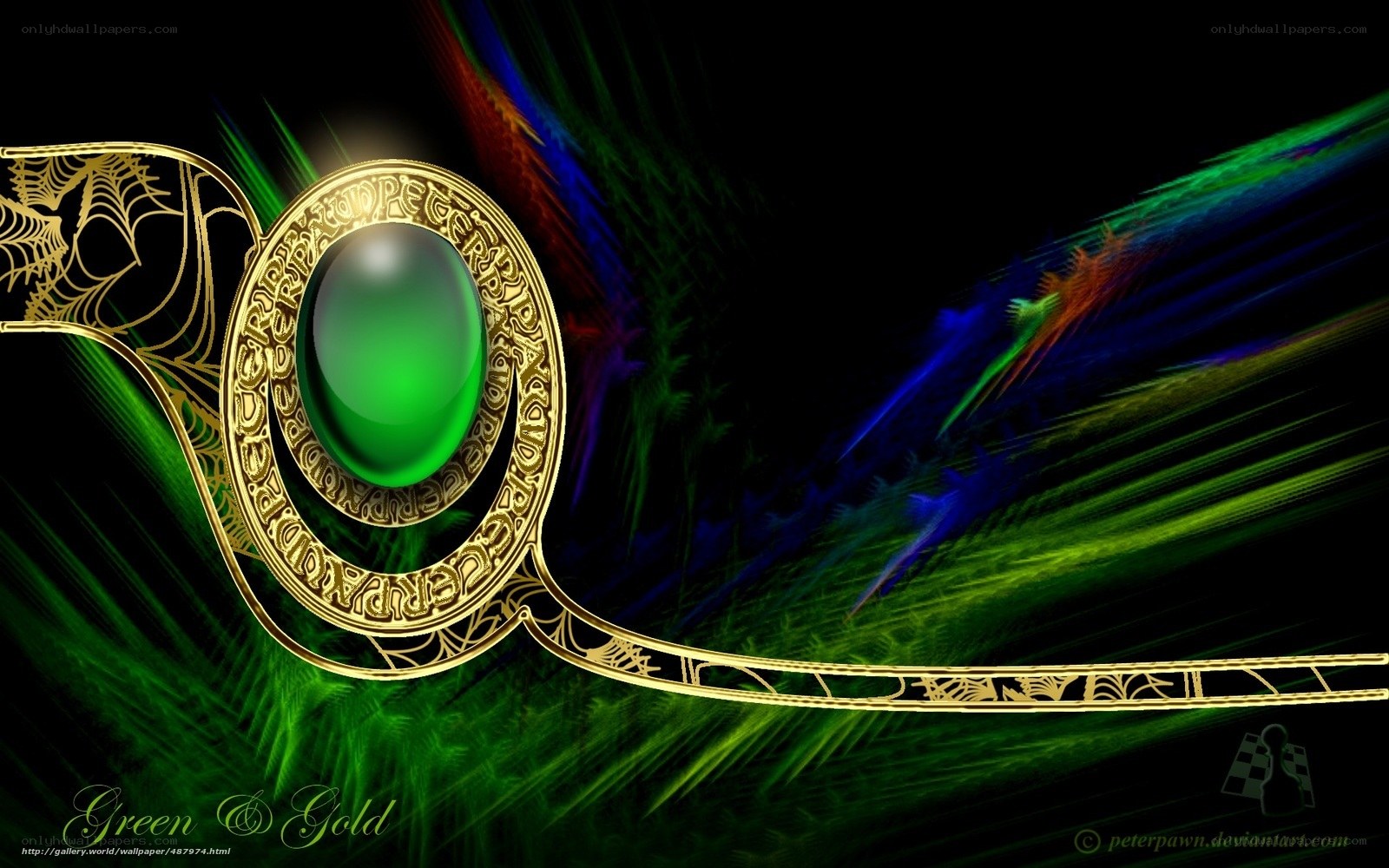 Green and Gold Ornate Design