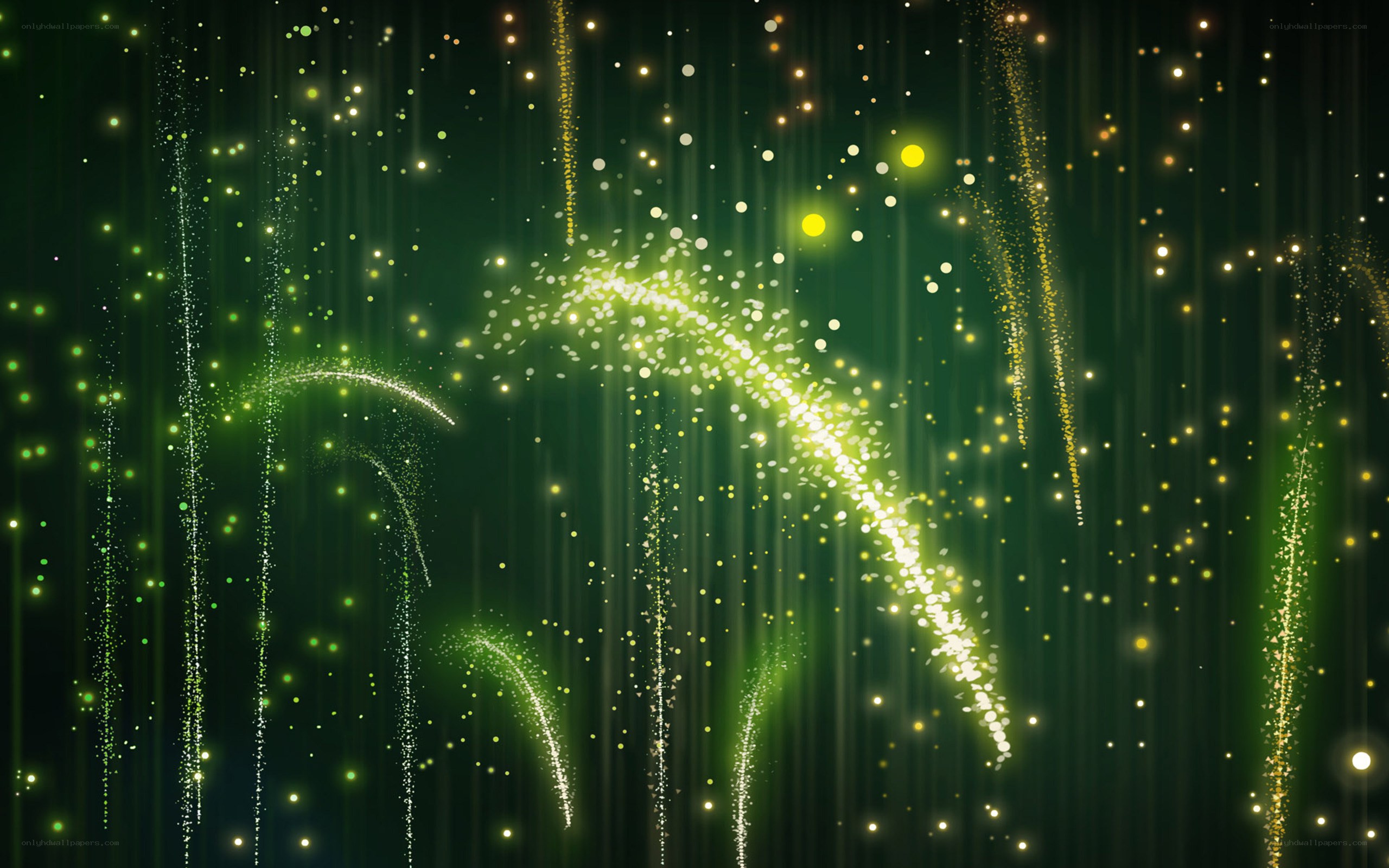 green and gold particle fireworks