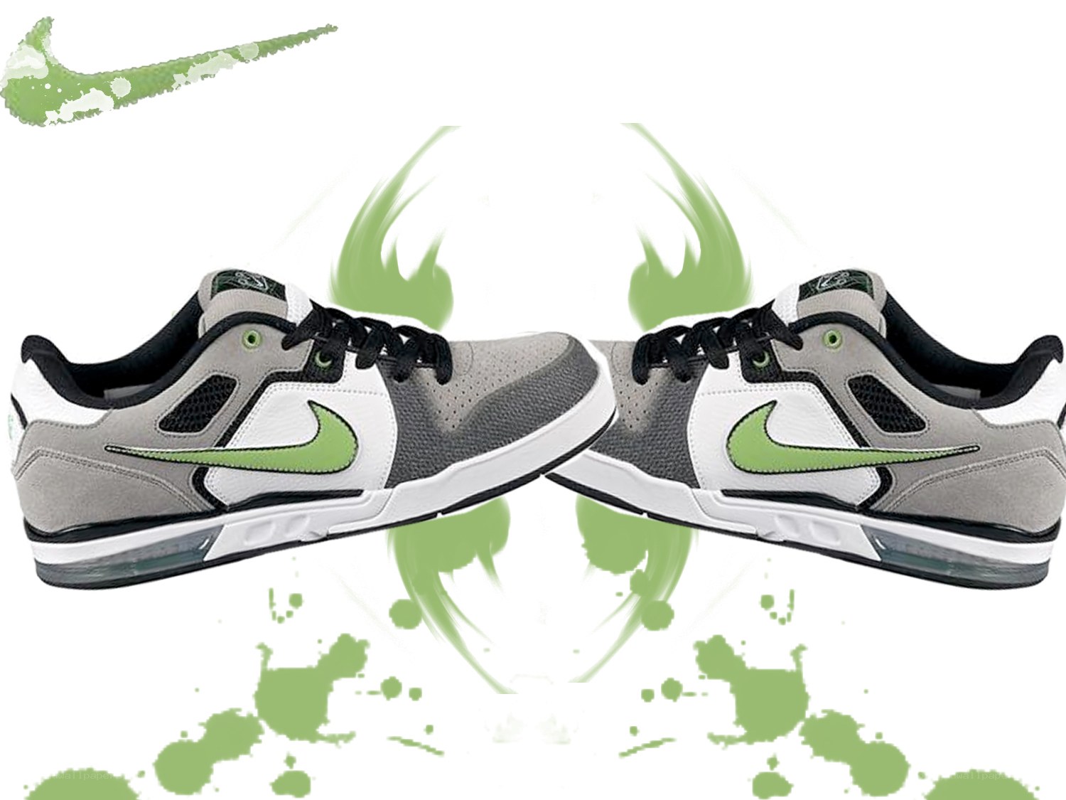 Green and gray Nike sneakers