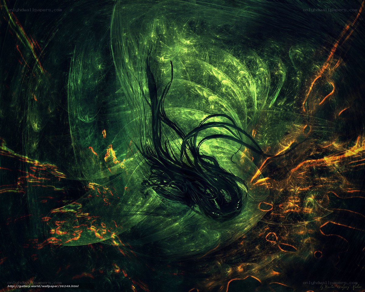 green and orange abstract swirl
