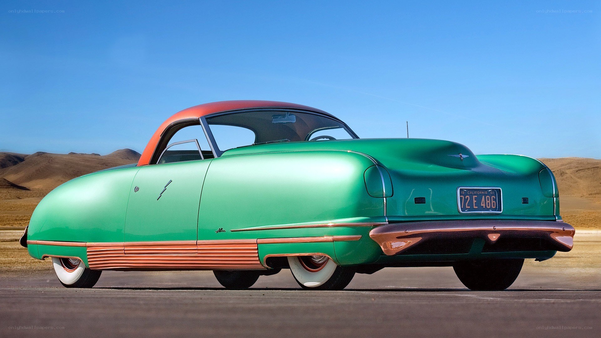 Green and orange classic car