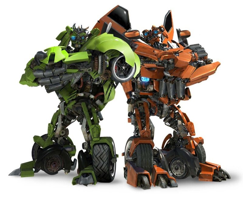 Green and Orange Robots — Action, 3d Render