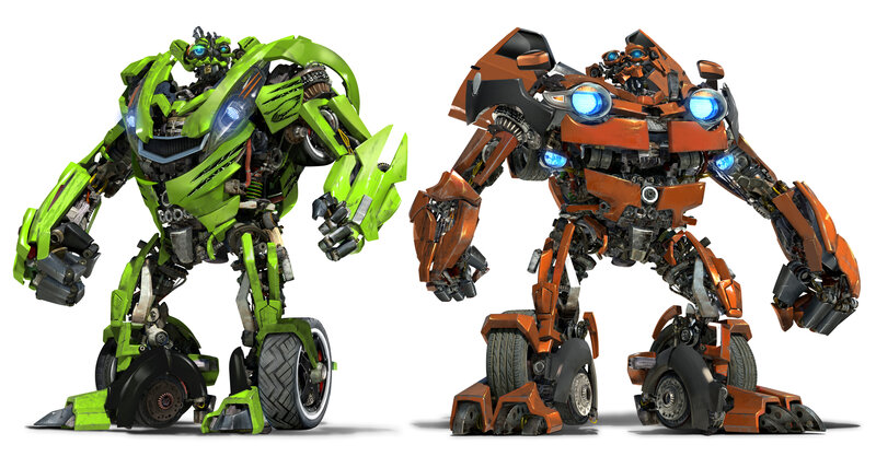 Green and Orange Robots — Neutral, 3d Render