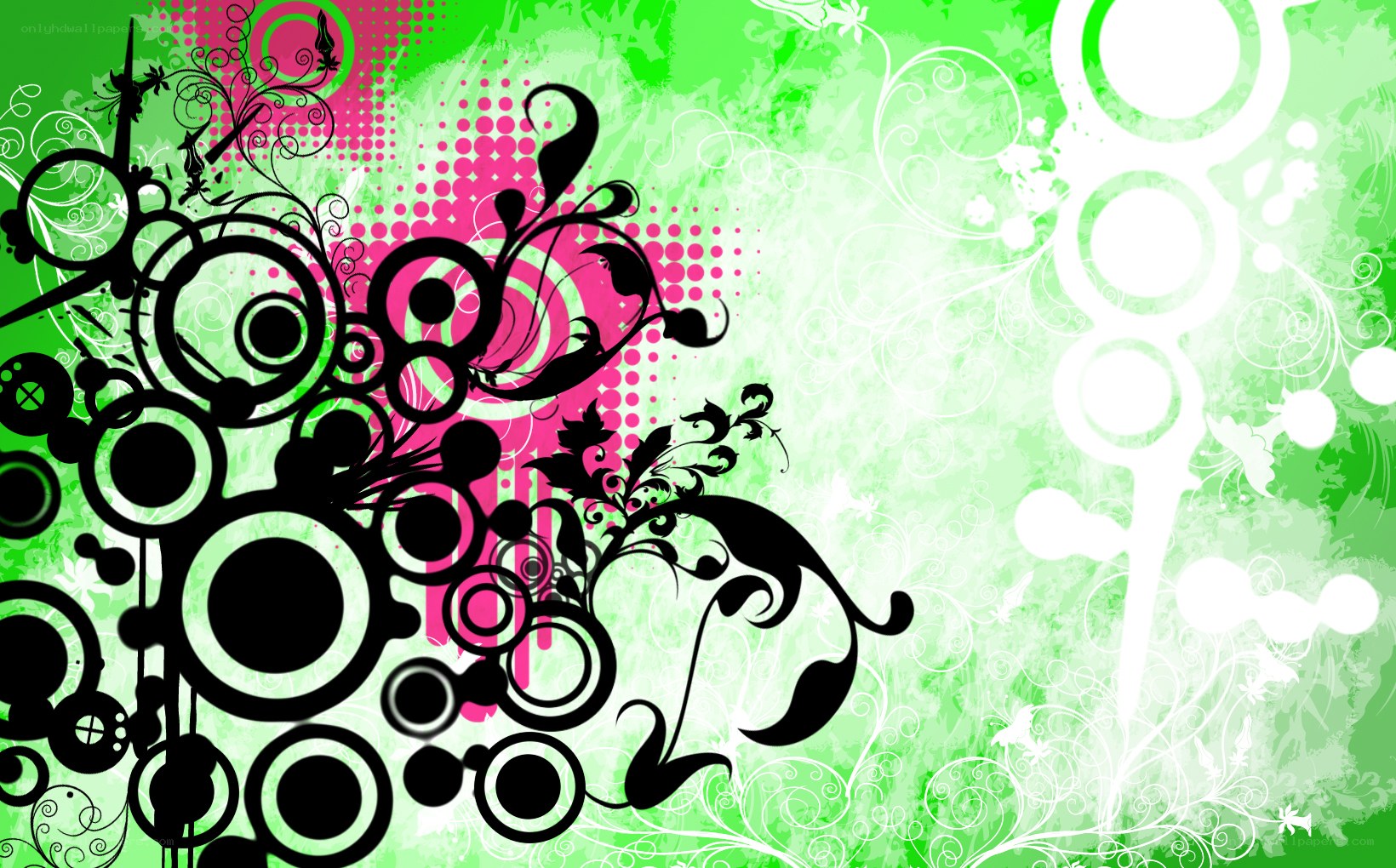 green and pink abstract design