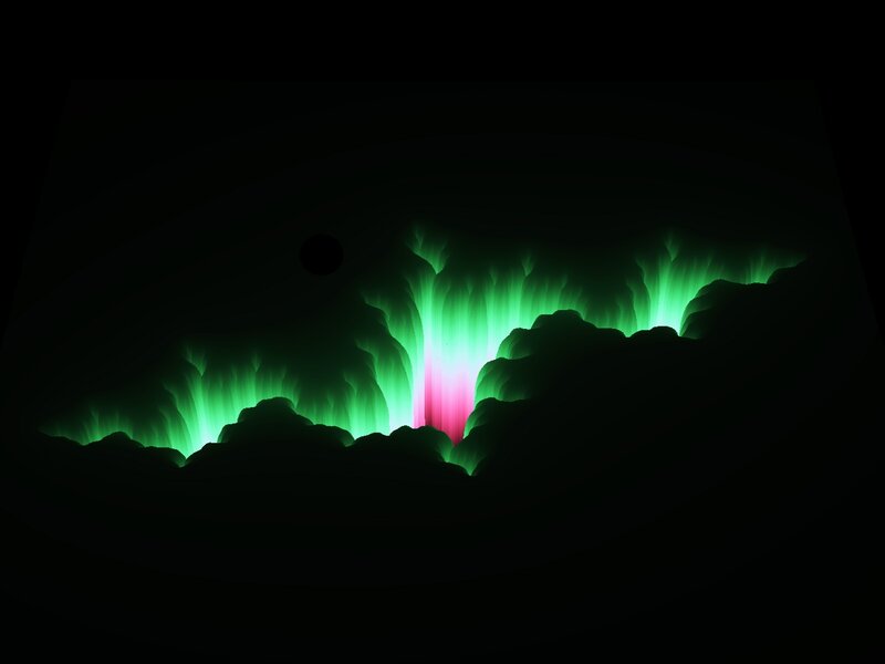 green and pink aurora display