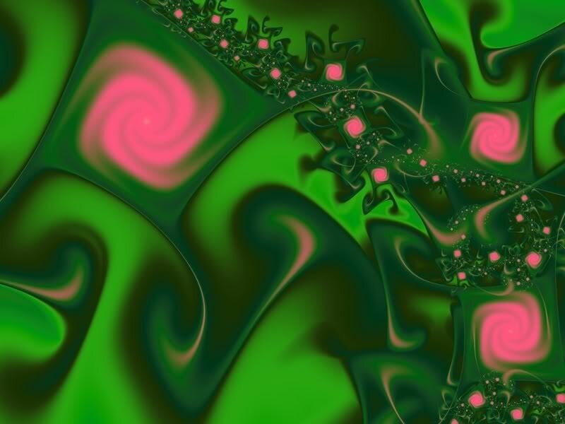 green and pink fractal patterns