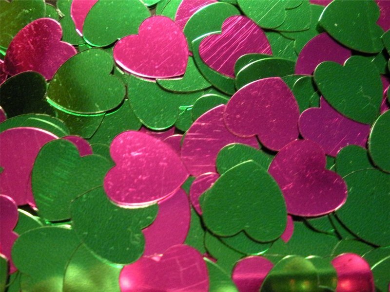 Green and Pink Heart Confetti