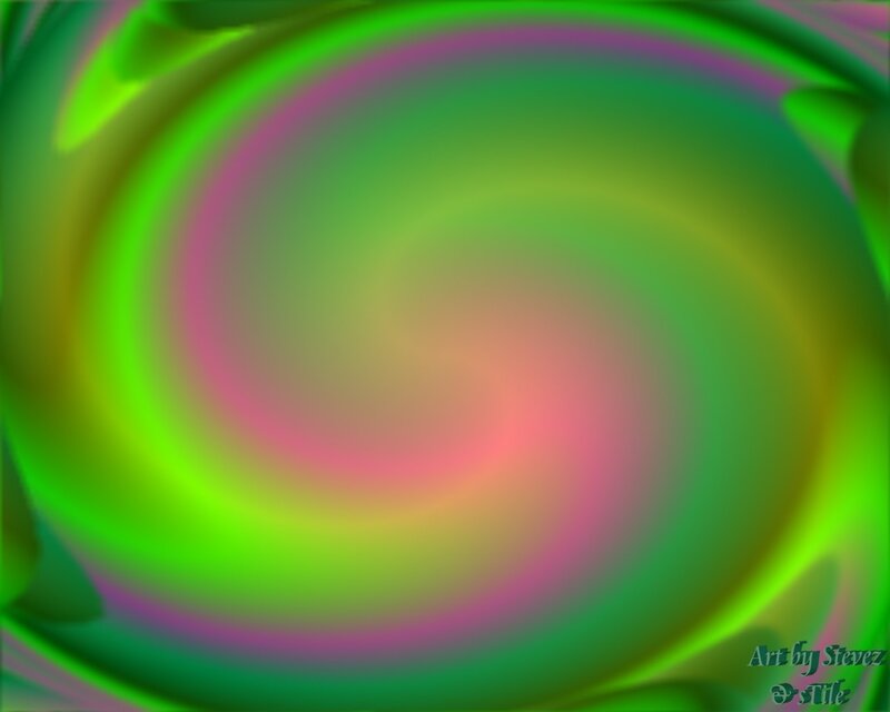 green and pink swirl art