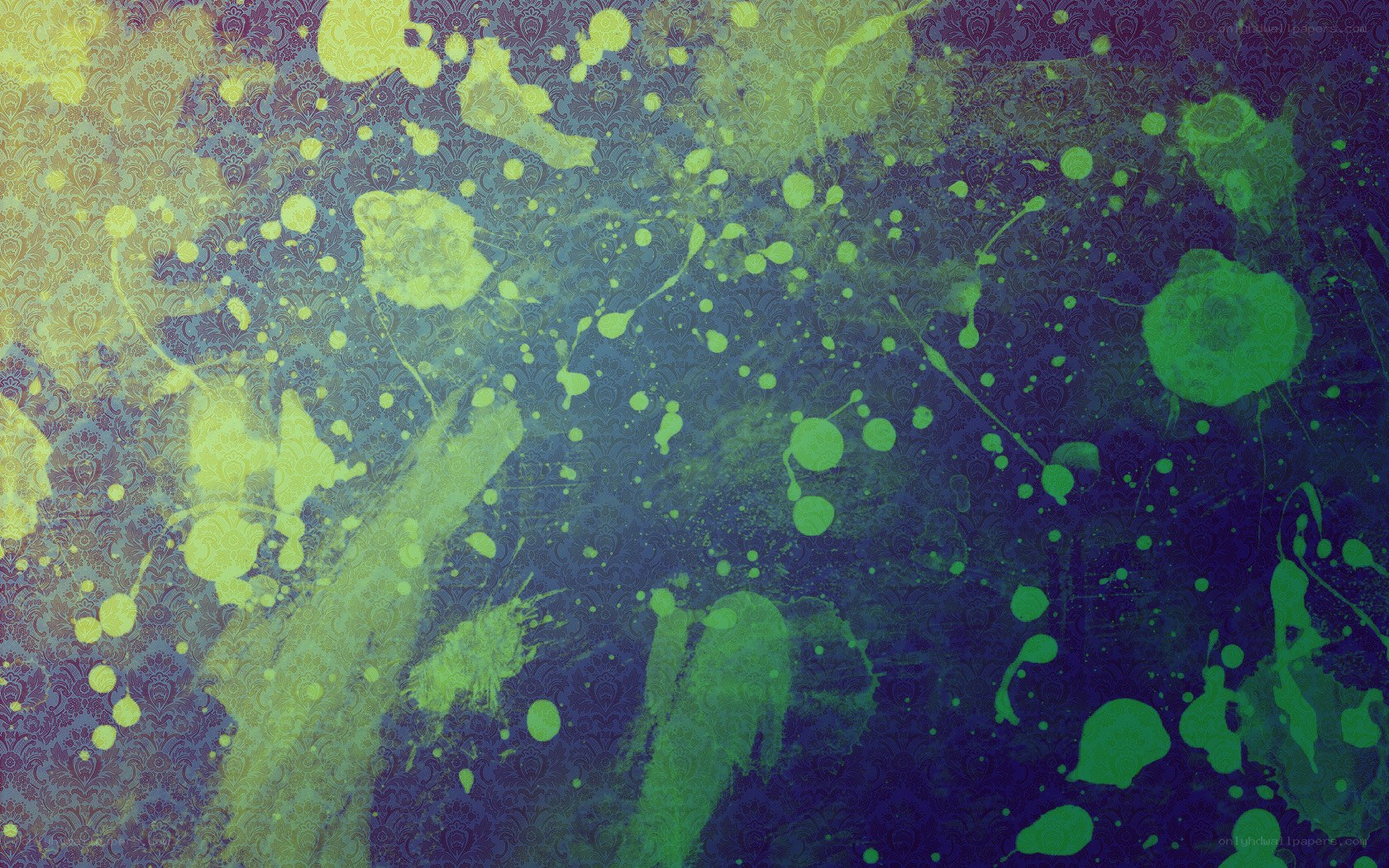 green and purple abstract splatter