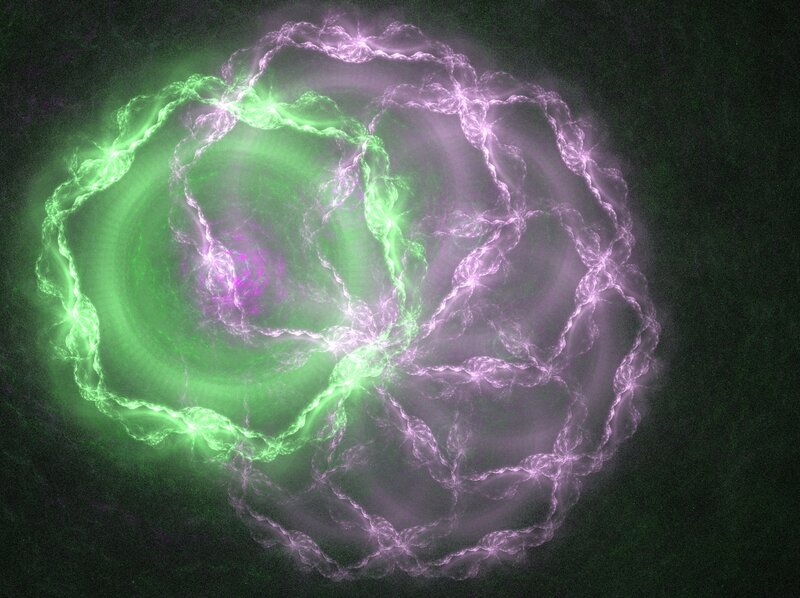 Green and Purple Energy Rings