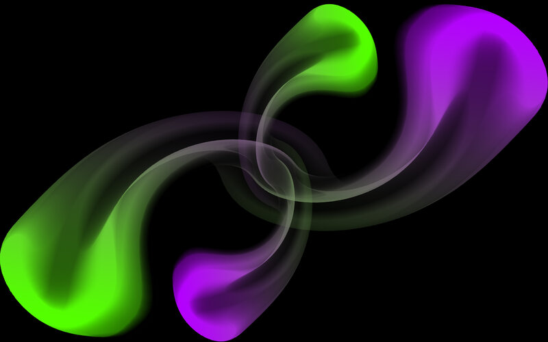 Green and Purple Fluid Shapes
