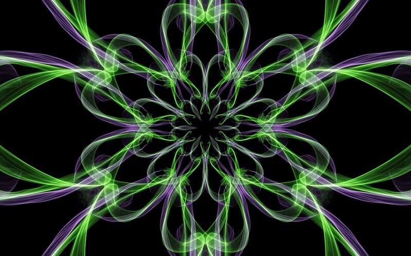 Green and Purple Fractal Pattern — Hypnotic, Abstract, Symmetry