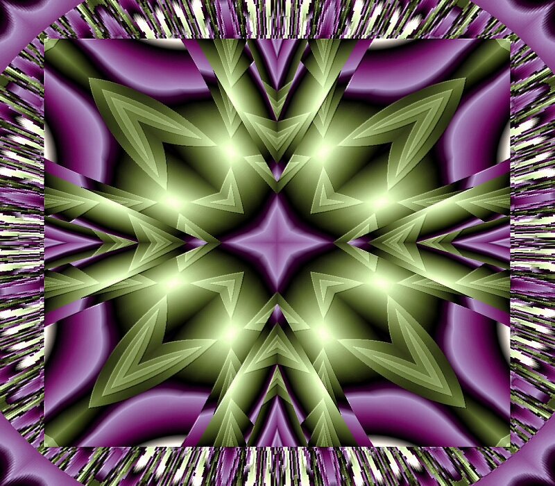 Green and Purple Fractal Pattern — Symmetrical