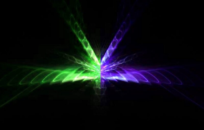 Green and Purple Light Beams