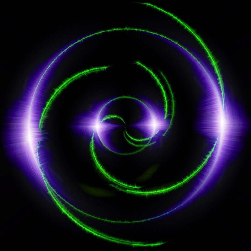 green and purple light spirals