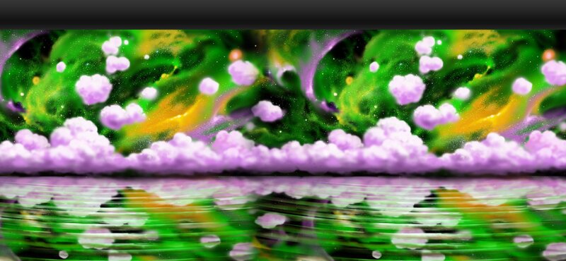 green and purple nebula landscape