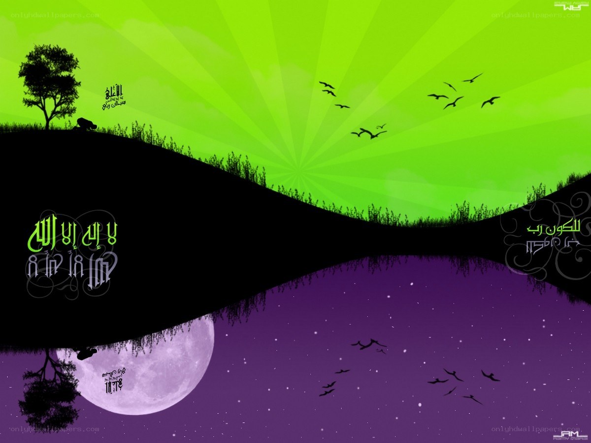 Green and purple night scene