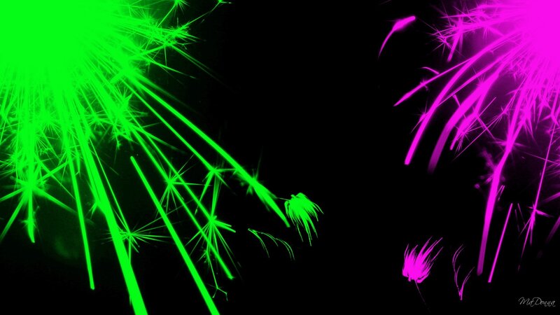 green and purple sparklers