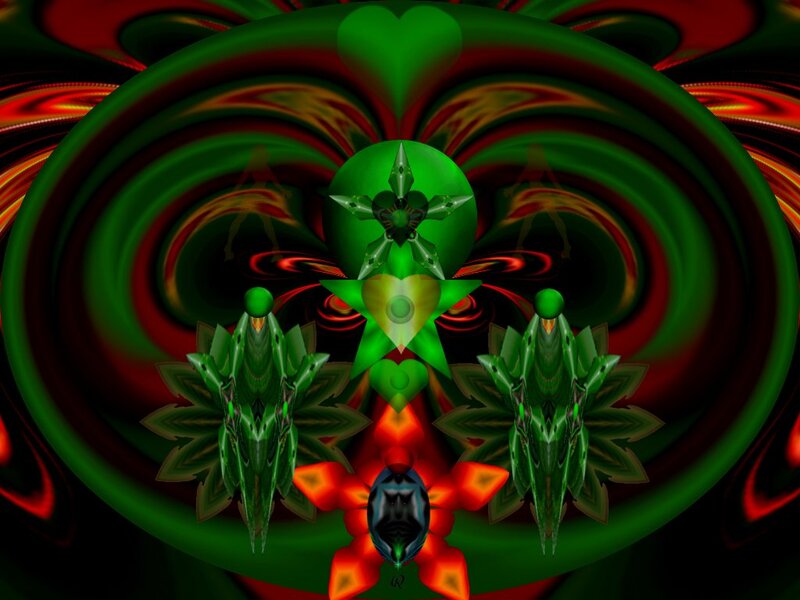 Green and Red Fractal Design