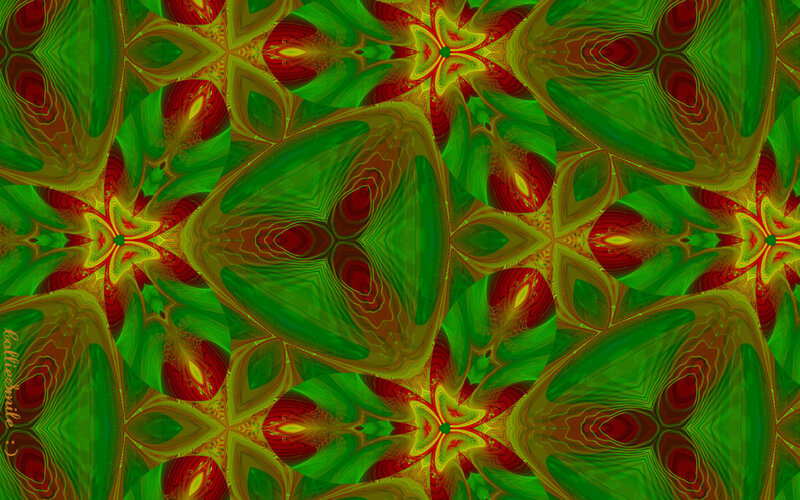 Green and Red Fractal Pattern — Hypnotic, Abstract, Flowers