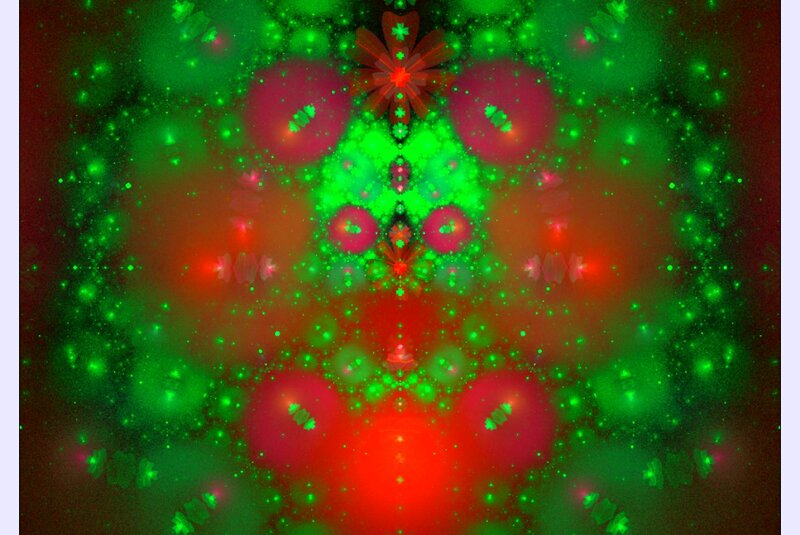 Green and Red Fractal Pattern — Hypnotic, Abstract