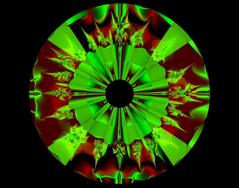 Green and Red Fractal Pattern — Hypnotic