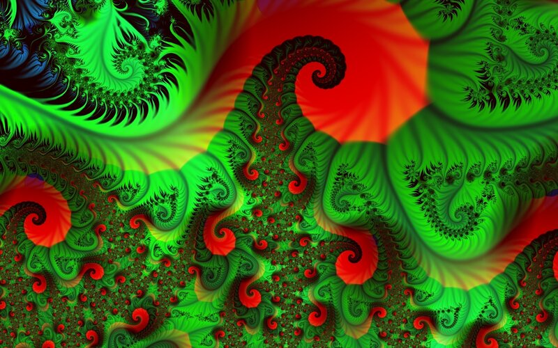 Green and Red Fractal Patterns — Hypnotic