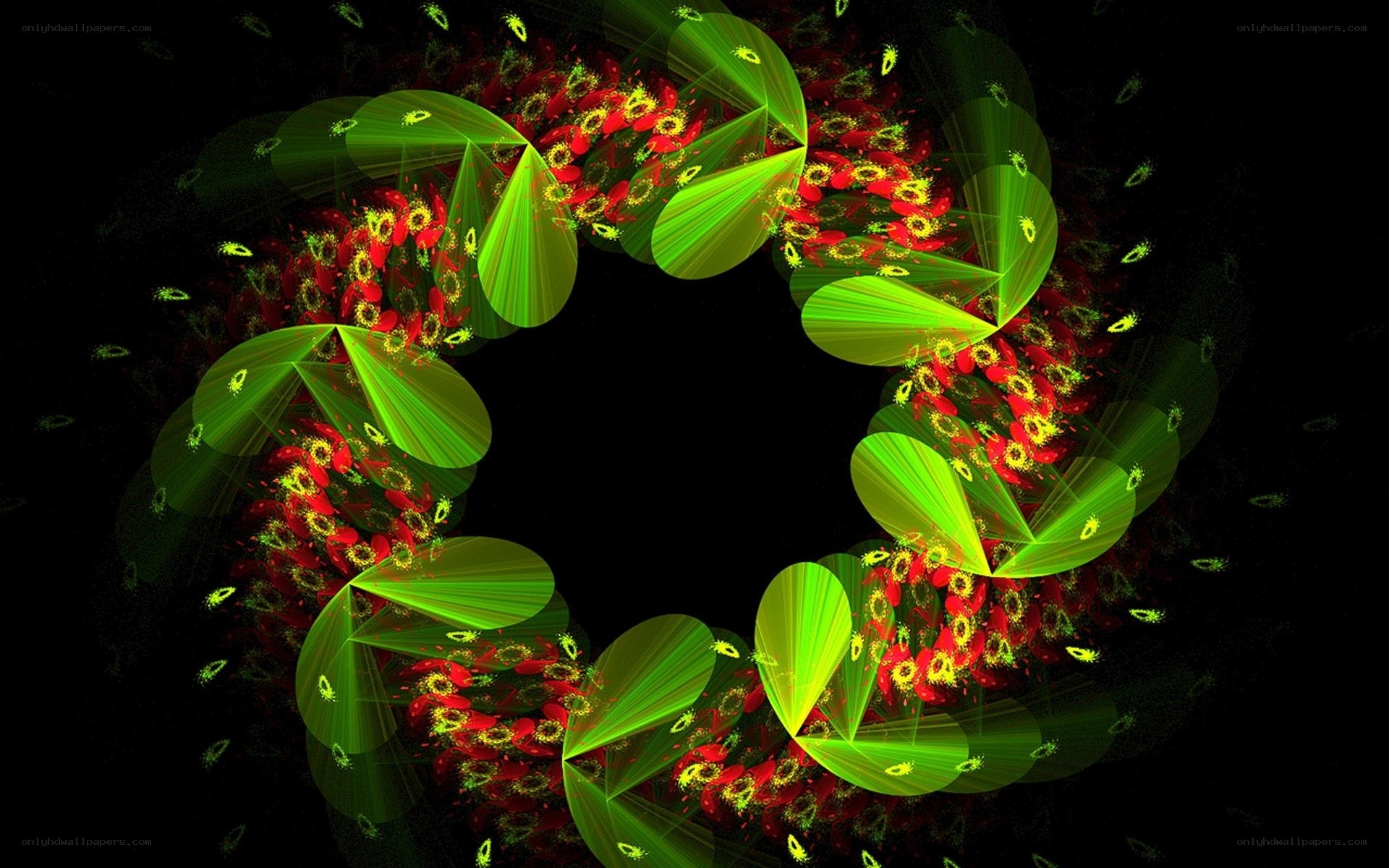Green and red fractal ring