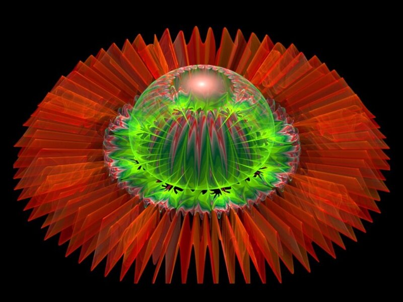 Green and Red Fractal Sphere