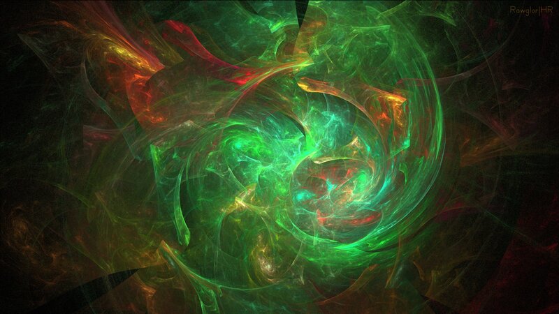 green and red fractal swirl